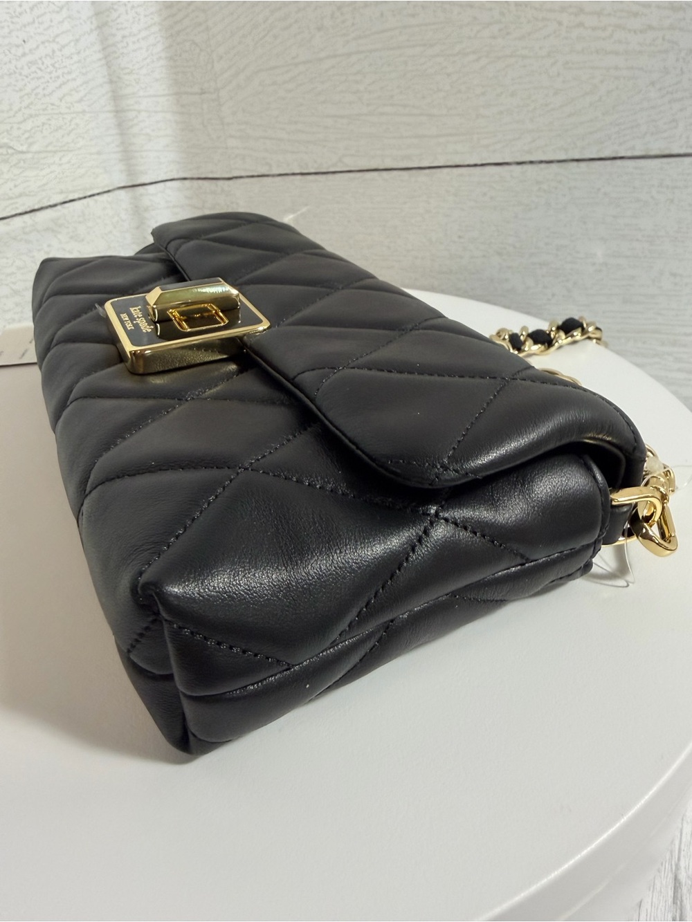 Kate Spade Carey Quilted Mini Black Leather Crossbody Gold & Dust Bag $329 — NWT - Picture 14 of 16